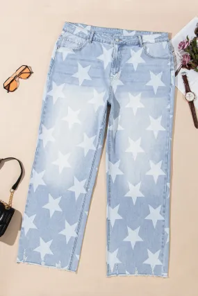 Beau Blue - Jean taille haute à motif d'étoiles grande taille