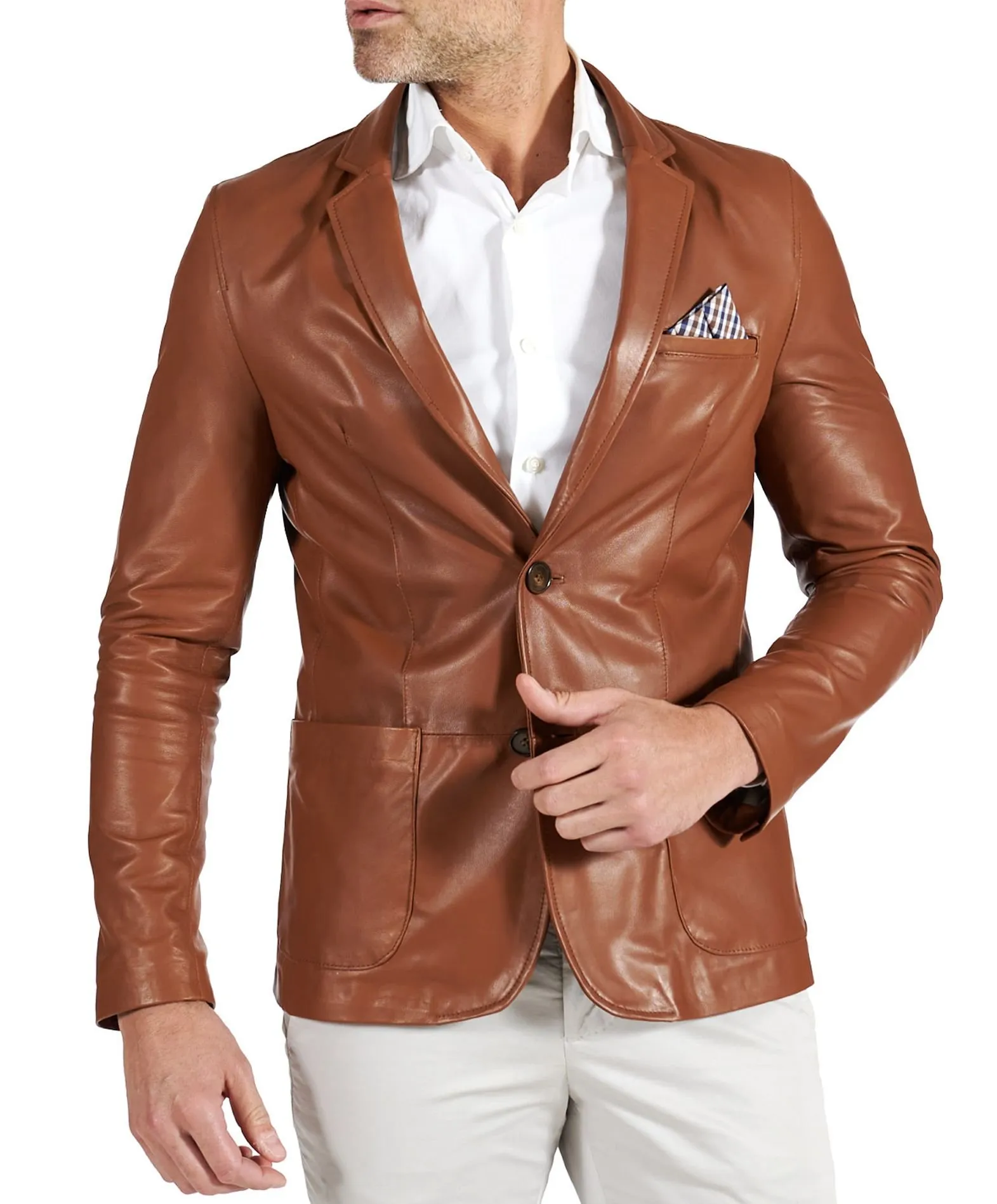 Blazer cuir homme blazer cuir marron veste cuir homme classique Luke
