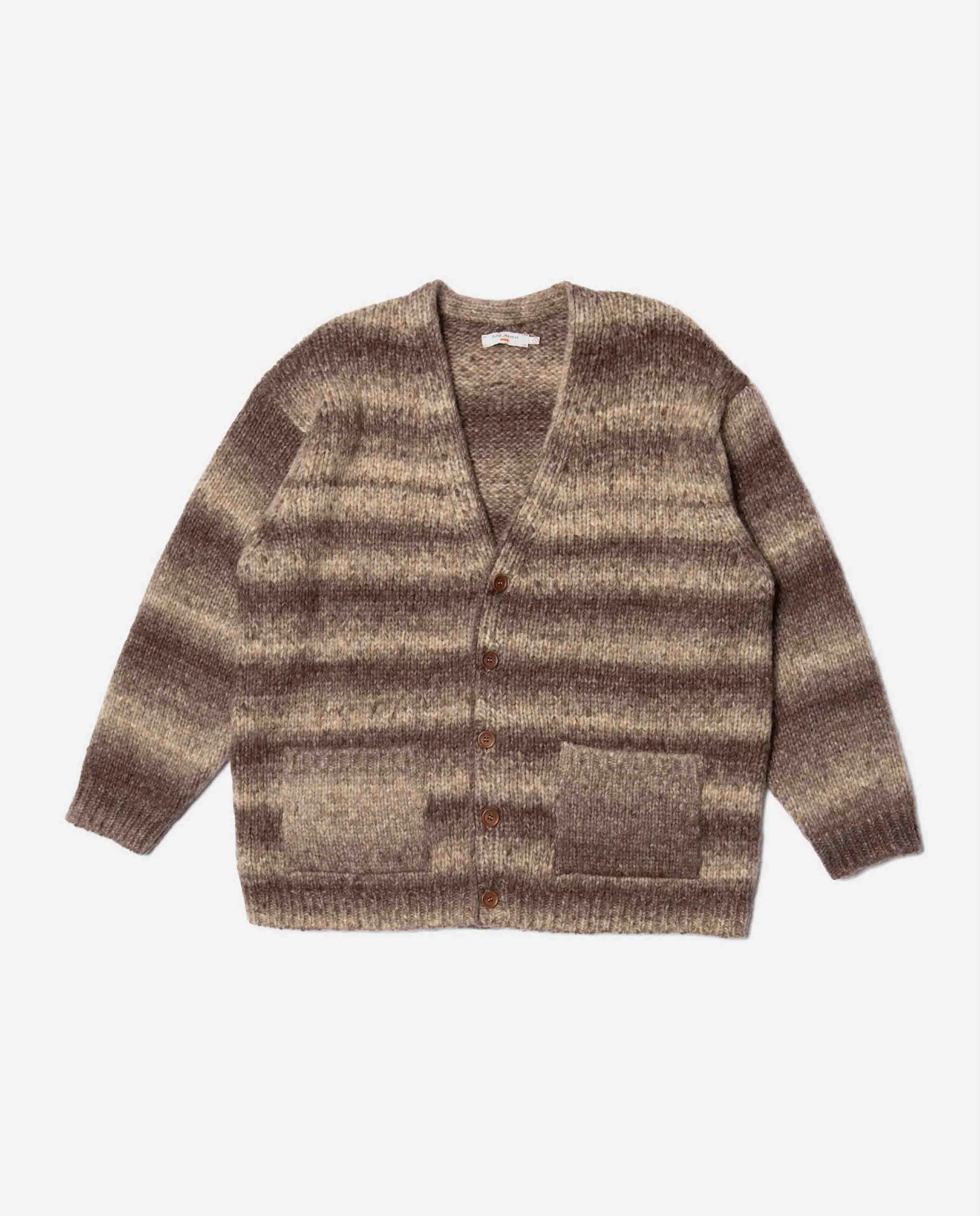 Cardigan rayé en laine et alpaga