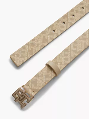 Ceinture Hilfiger Logo en cuir | BEIGE | Tommy Hilfiger