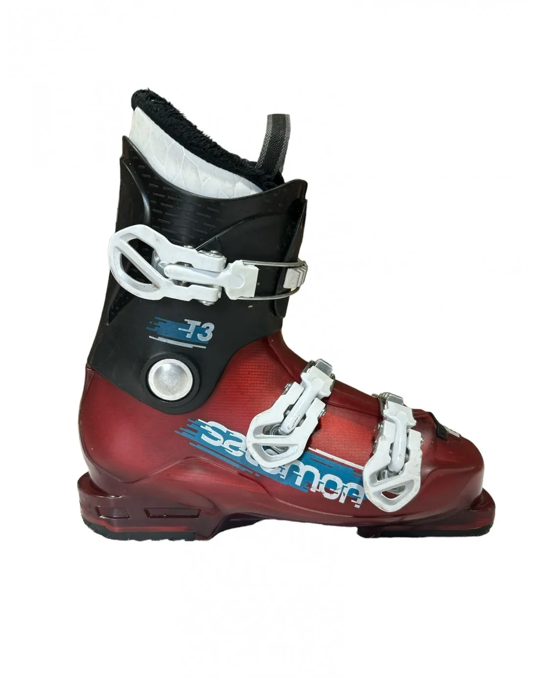 Chaussures de ski Junior Occasions Salomon Team 2 et 3 Rouge Bleu Taille de 19 à 24 Mondopoint