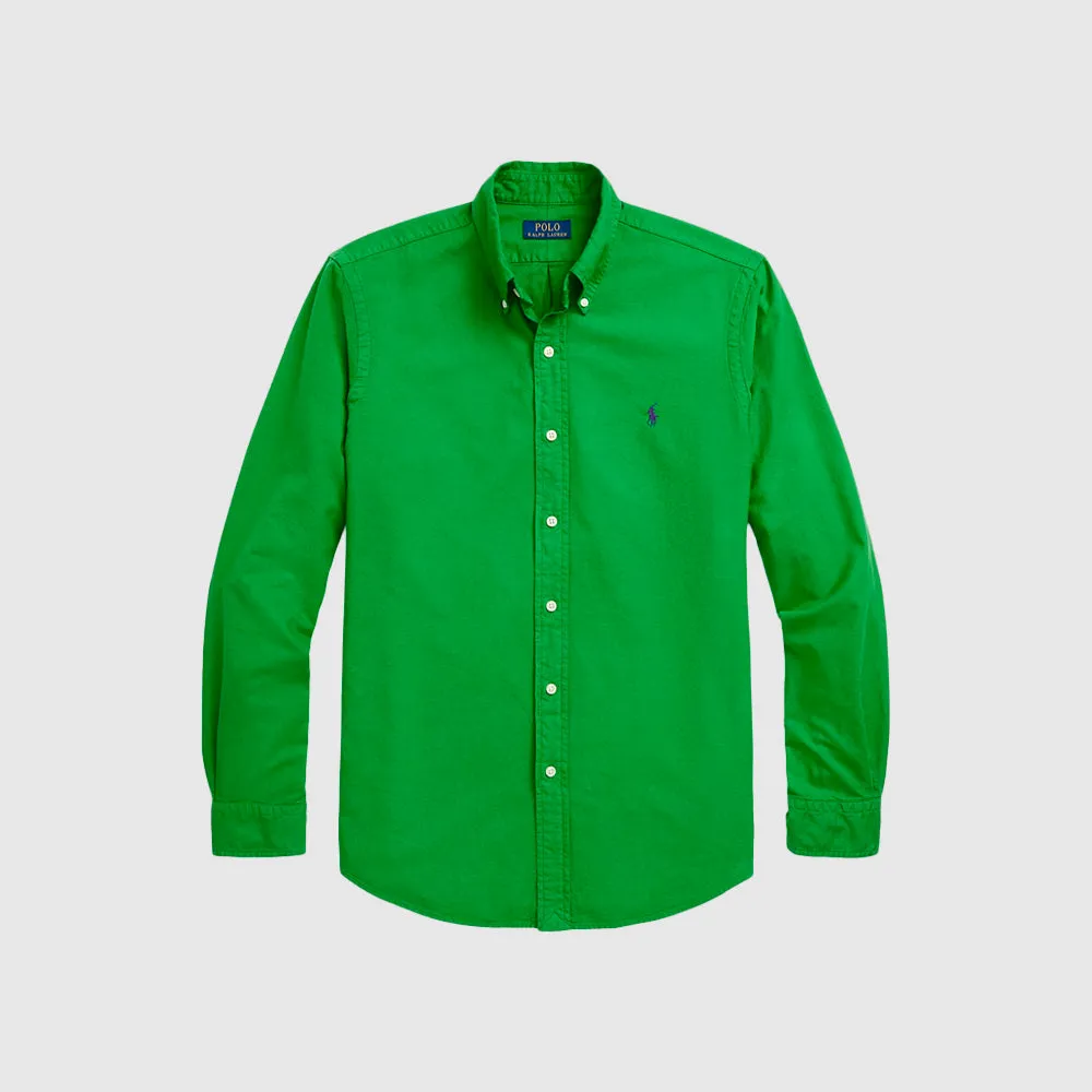 Chemise Oxford cintrée teinte en pièce