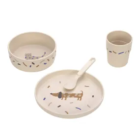 Coffret repas enfants (assiette, bol, tasse, cuillère), Little Mateys royal bleu | Lässig