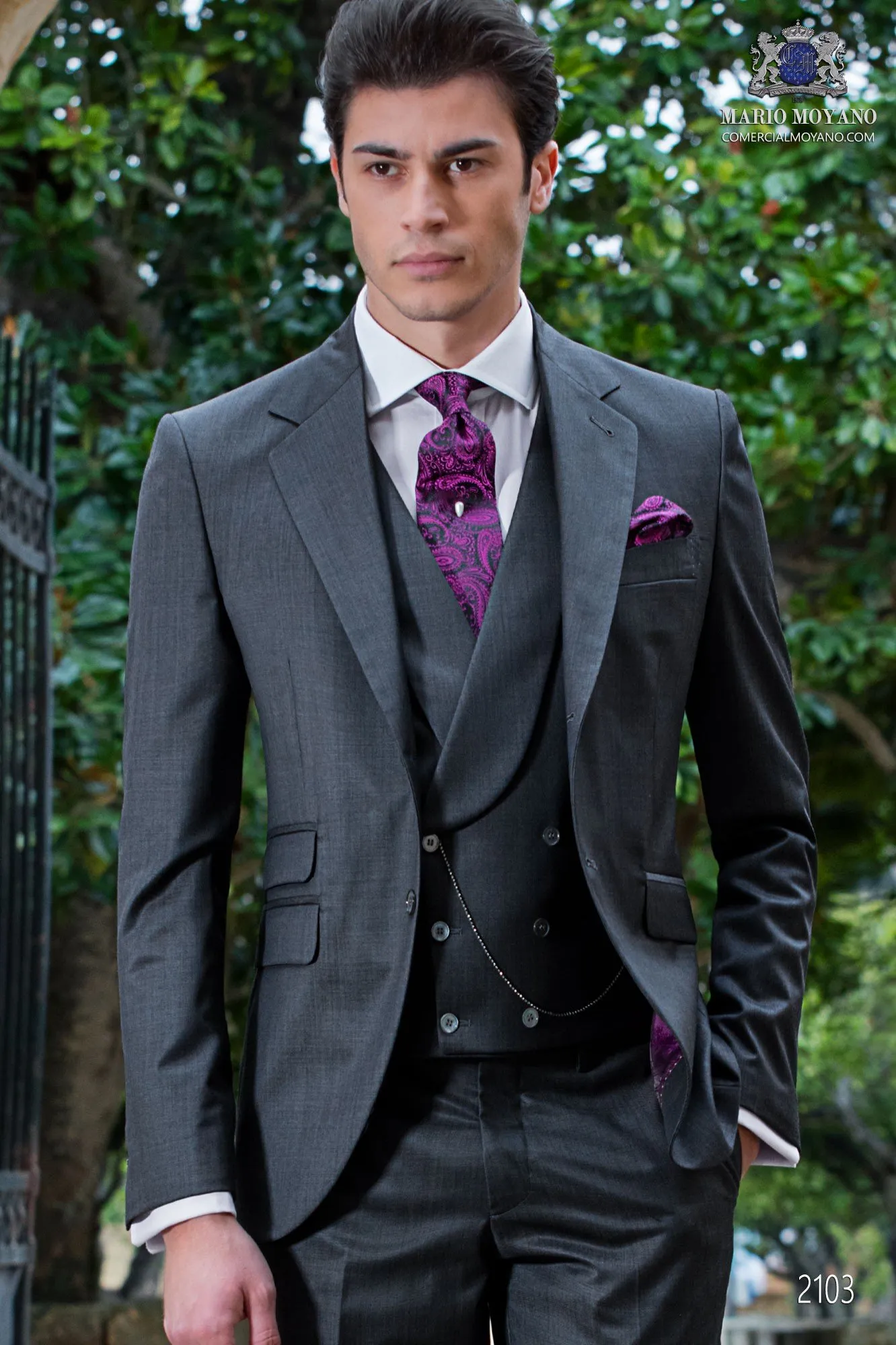 Costume homme italien gris anthracite fil à fil de laine mélangé