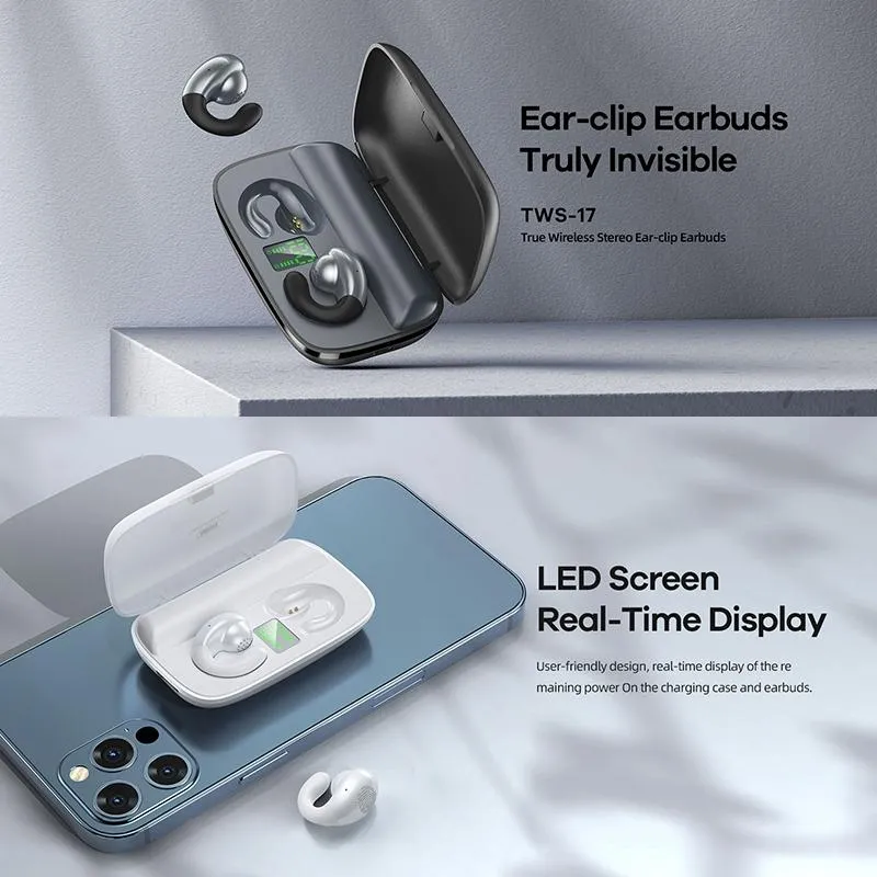 Ecouteurs Bluetooth Sans Fil Avec Clip Oreille Blanc