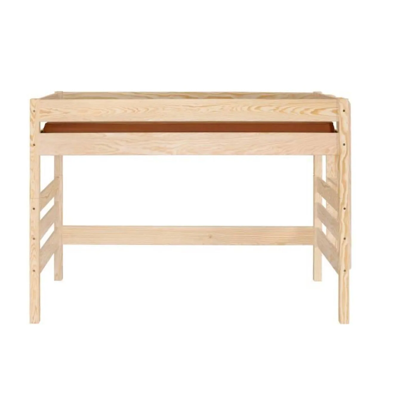 Lit Mi-hauteur Aniba - AKITEN RETAIL - Bois Naturel - 90x200 cm - gain de place - fabrication française marron - Akiten Retail