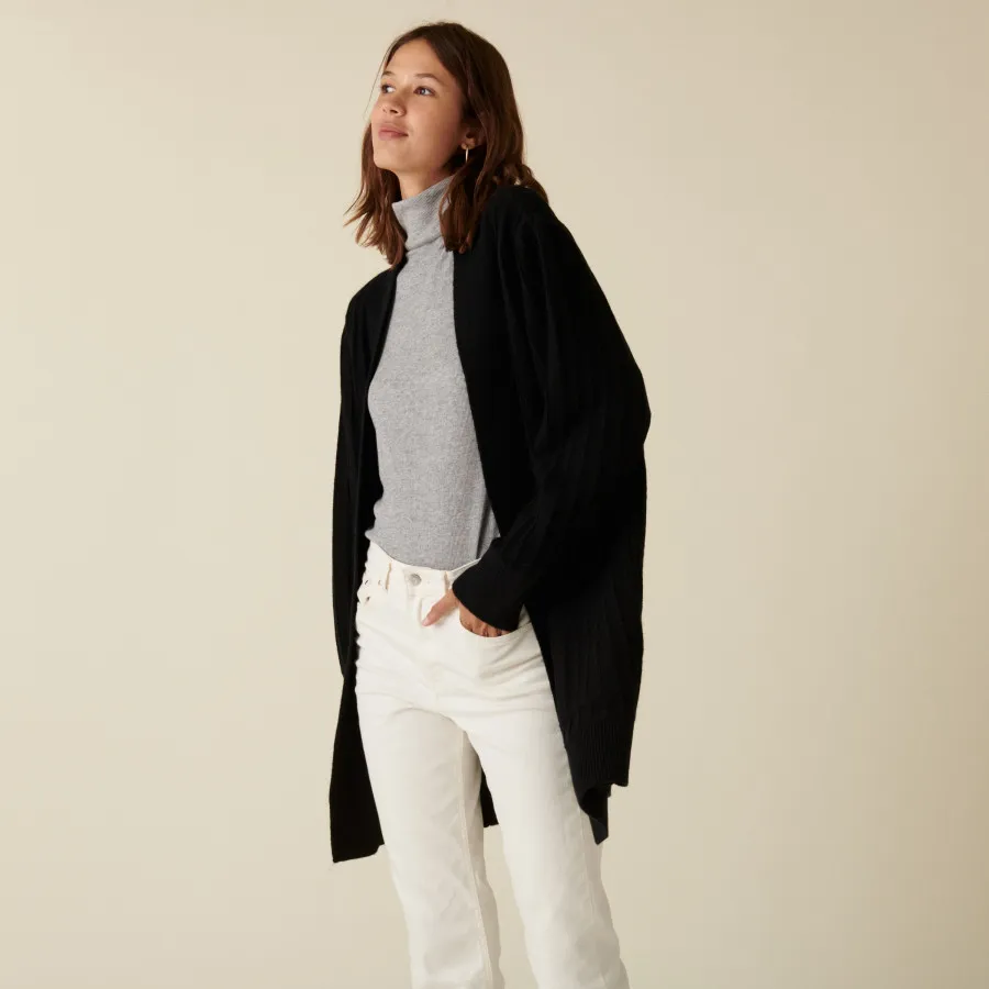 Long gilet en laine alpaga manches ballons - Damy