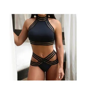 Maillot de bain sexy taille haute pour femme
