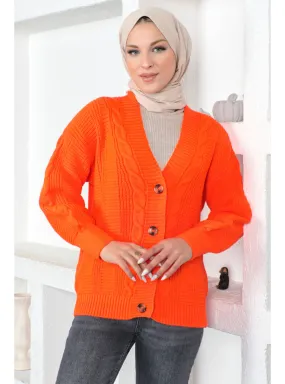 Orange - Knit Cardigan