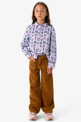 Pantalon droit en velours côtelé - marron