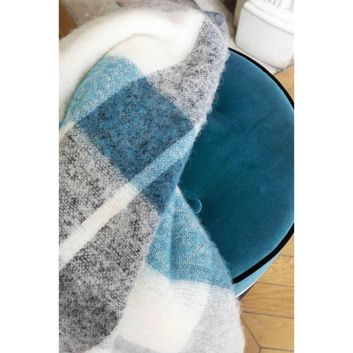 Plaid mélange alpaga et mohair ISEO - BLEU PAON | 3 Suisses