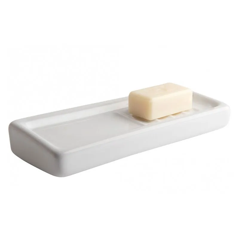 Porte-savon & gobelet mural en porcelaine blanche
