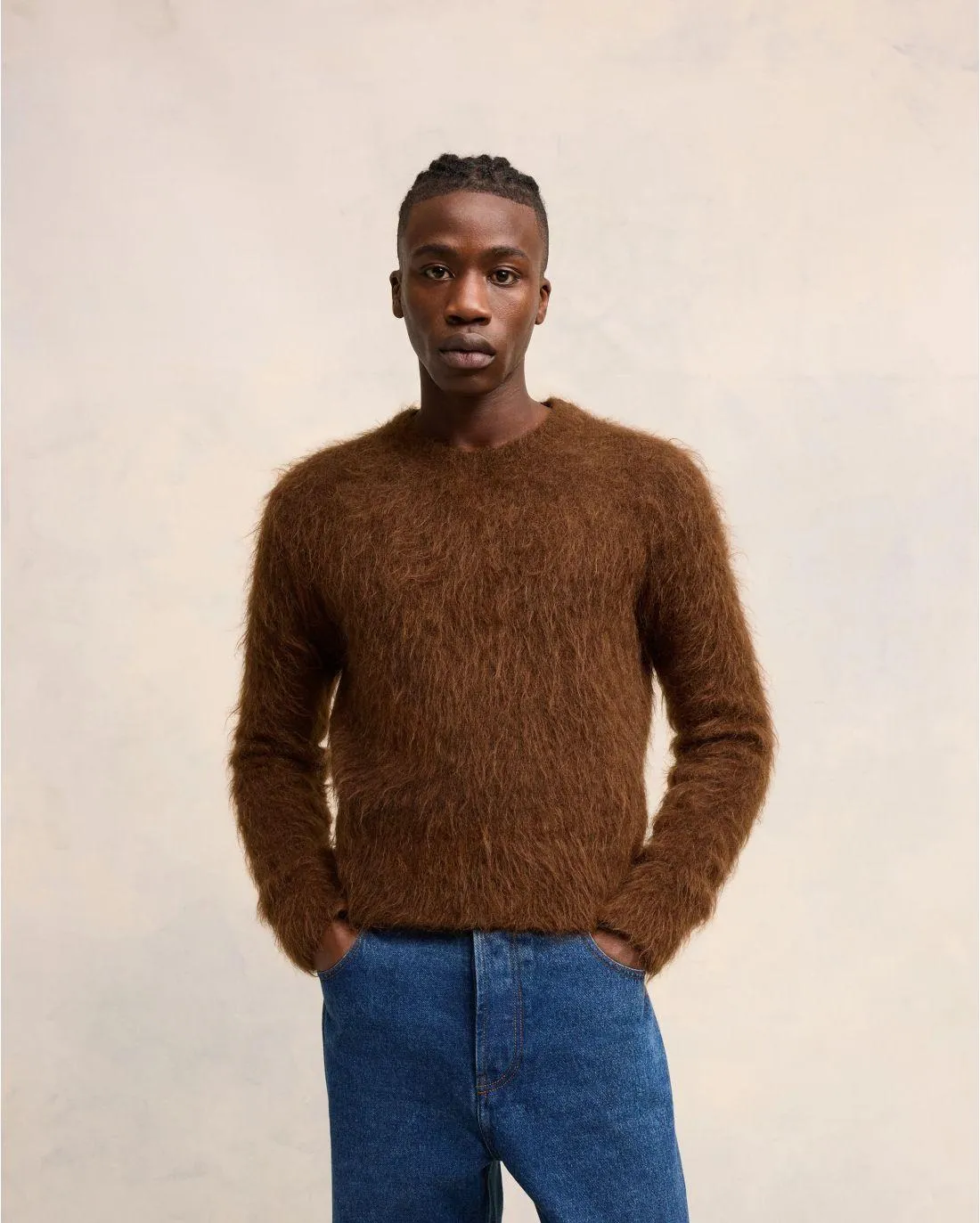 PULL EN ALPAGA MOHAIR BROSSÉ FAUVE - Ami | Chez Maman Rouen
