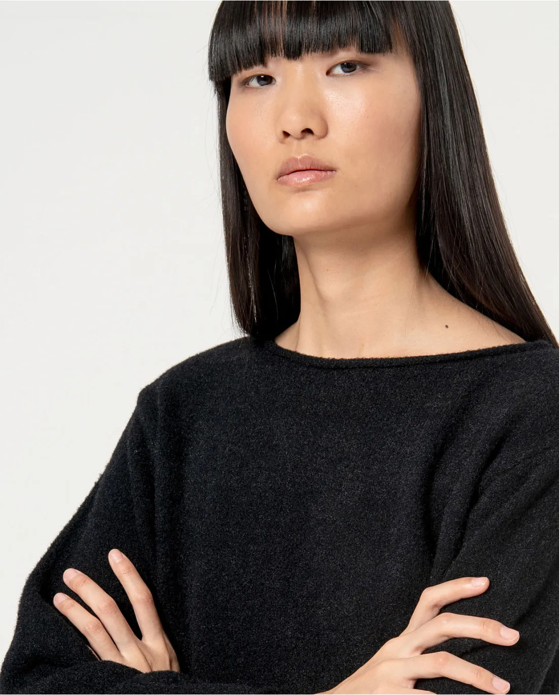 Pull tricoté col bateau Noir
