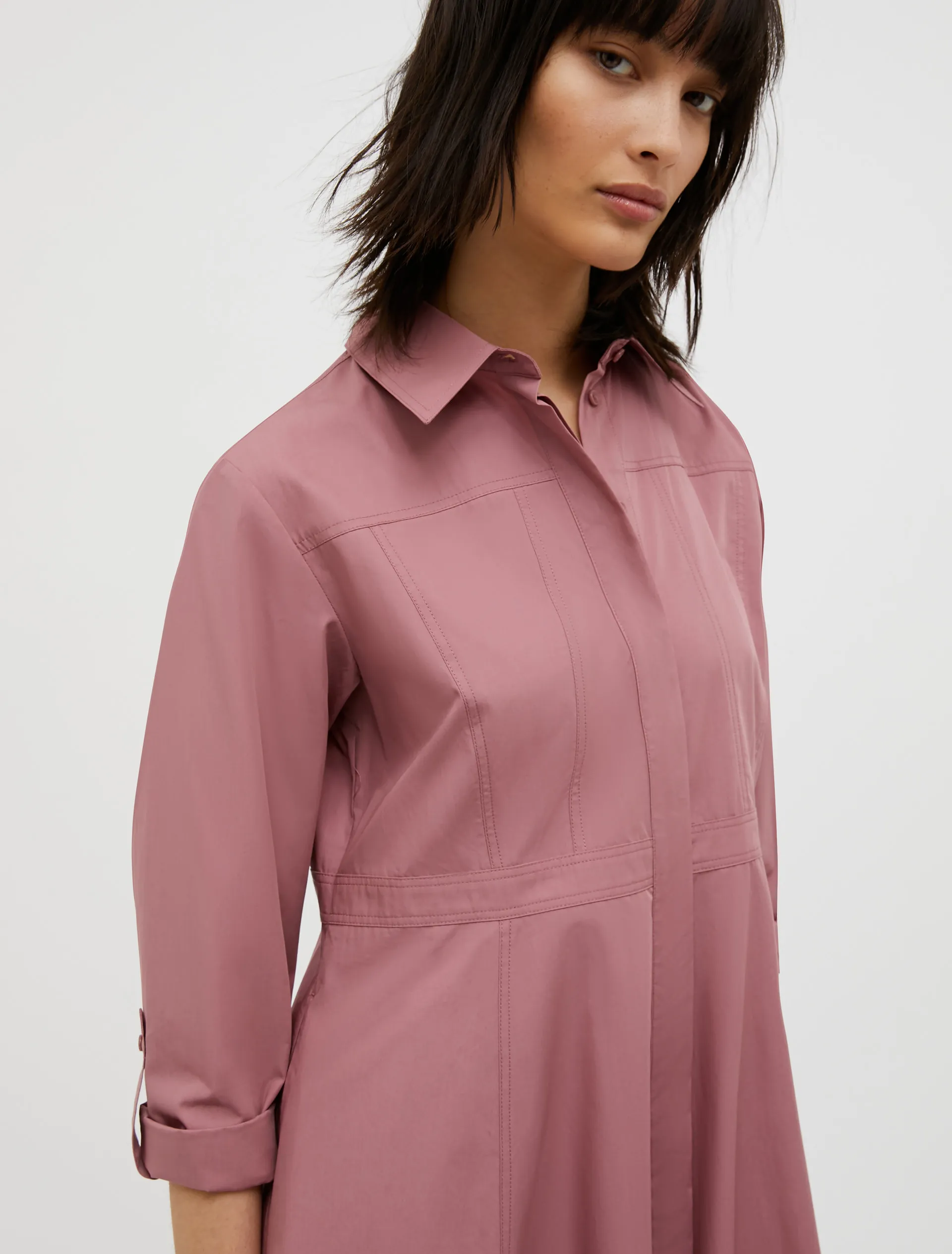 Robe-chemise midi en popeline