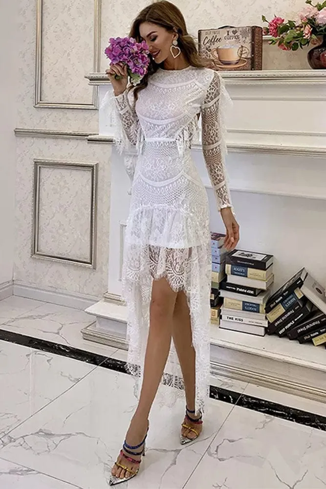 Robe Cocktail Dentelle Blanche