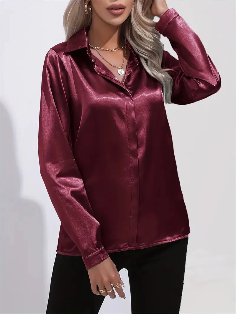 Sandrine | Chemise femme brillante à boutons