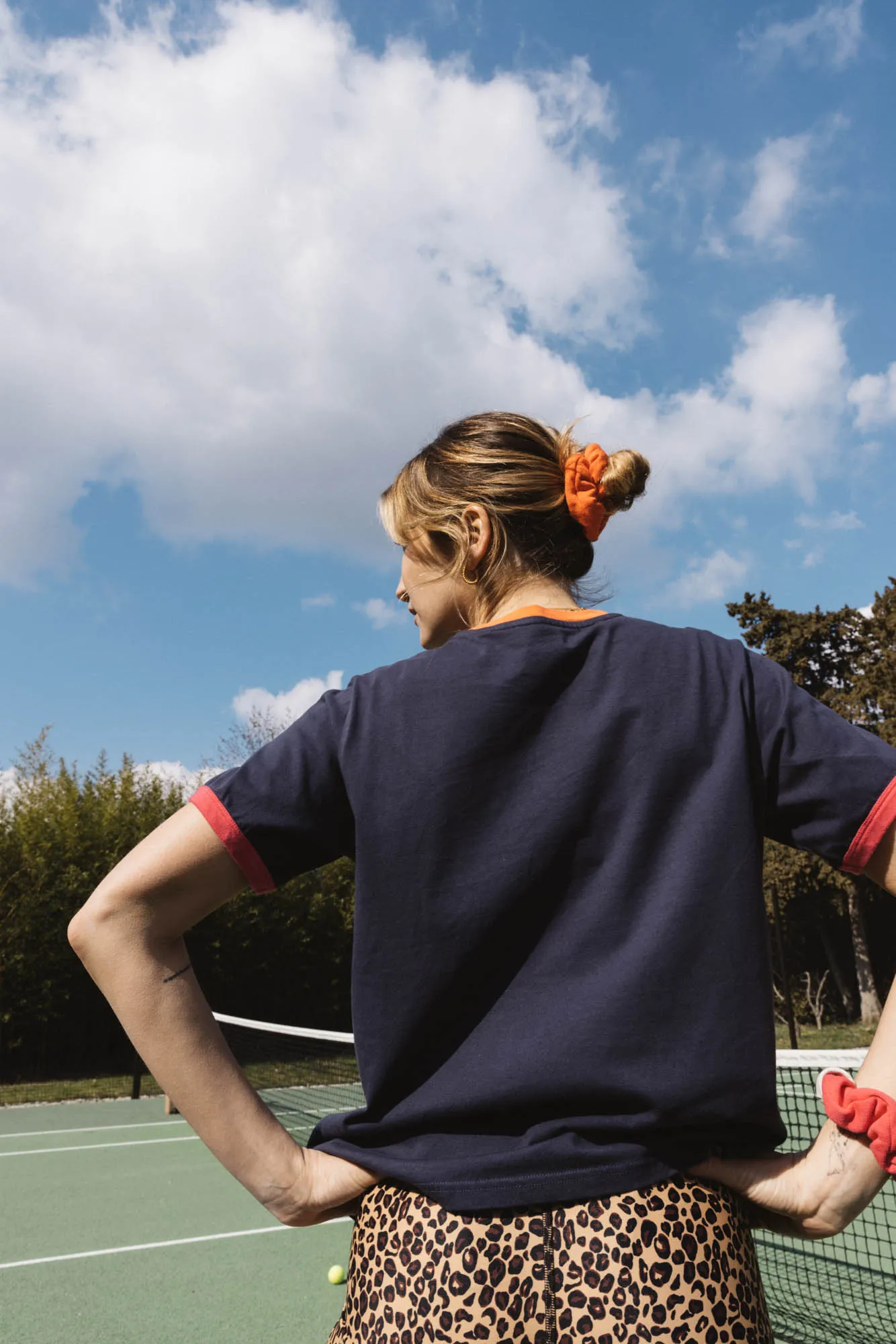 Tee-shirt Bree marine, fuchsia et orange
