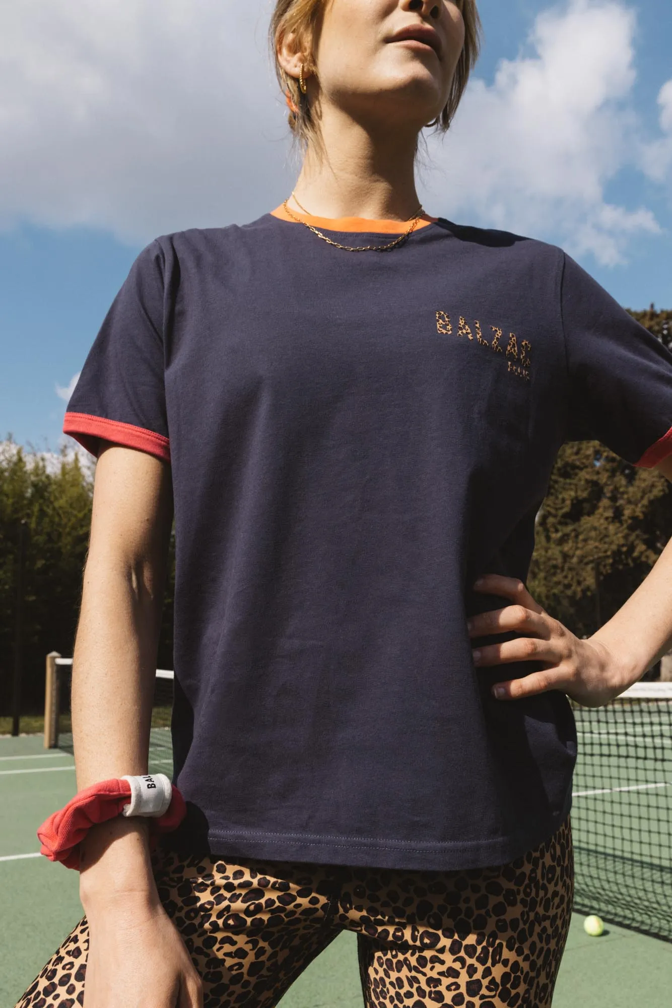 Tee-shirt Bree marine, fuchsia et orange