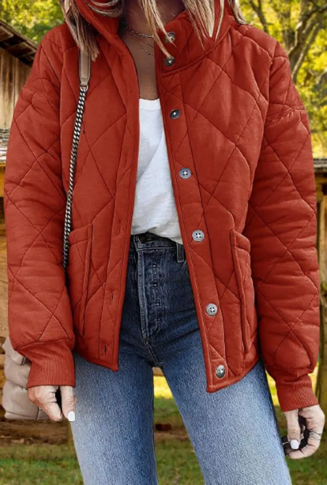 Veste Matelassée avec Boutons pour Femmes