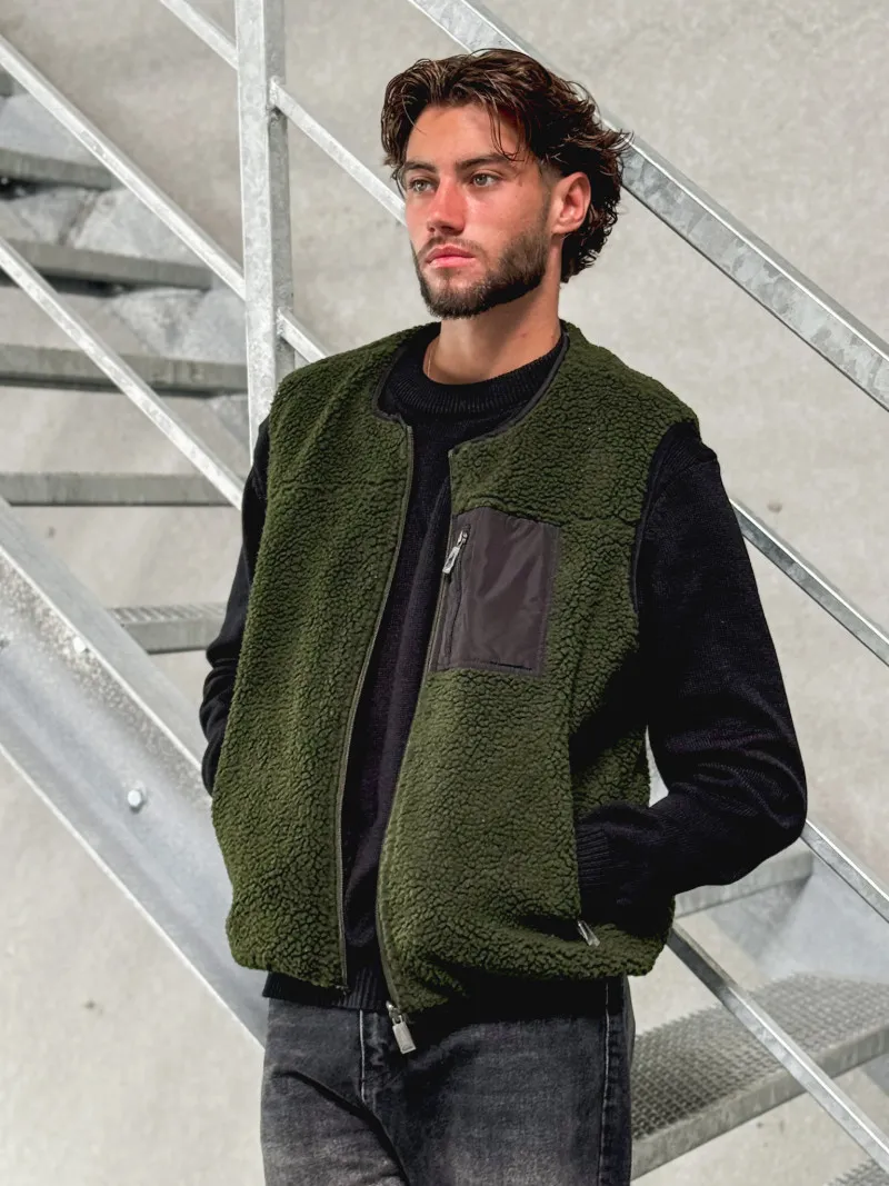 Veste sans manches Enrique - Kaki foncé/Noir