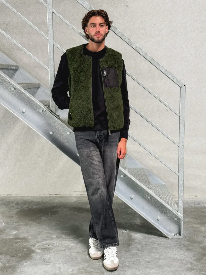Veste sans manches Enrique - Kaki foncé/Noir