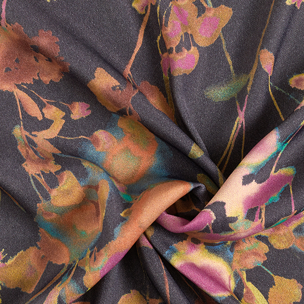 Viscose mélangé Fleurs en aquarelle – bleu noir